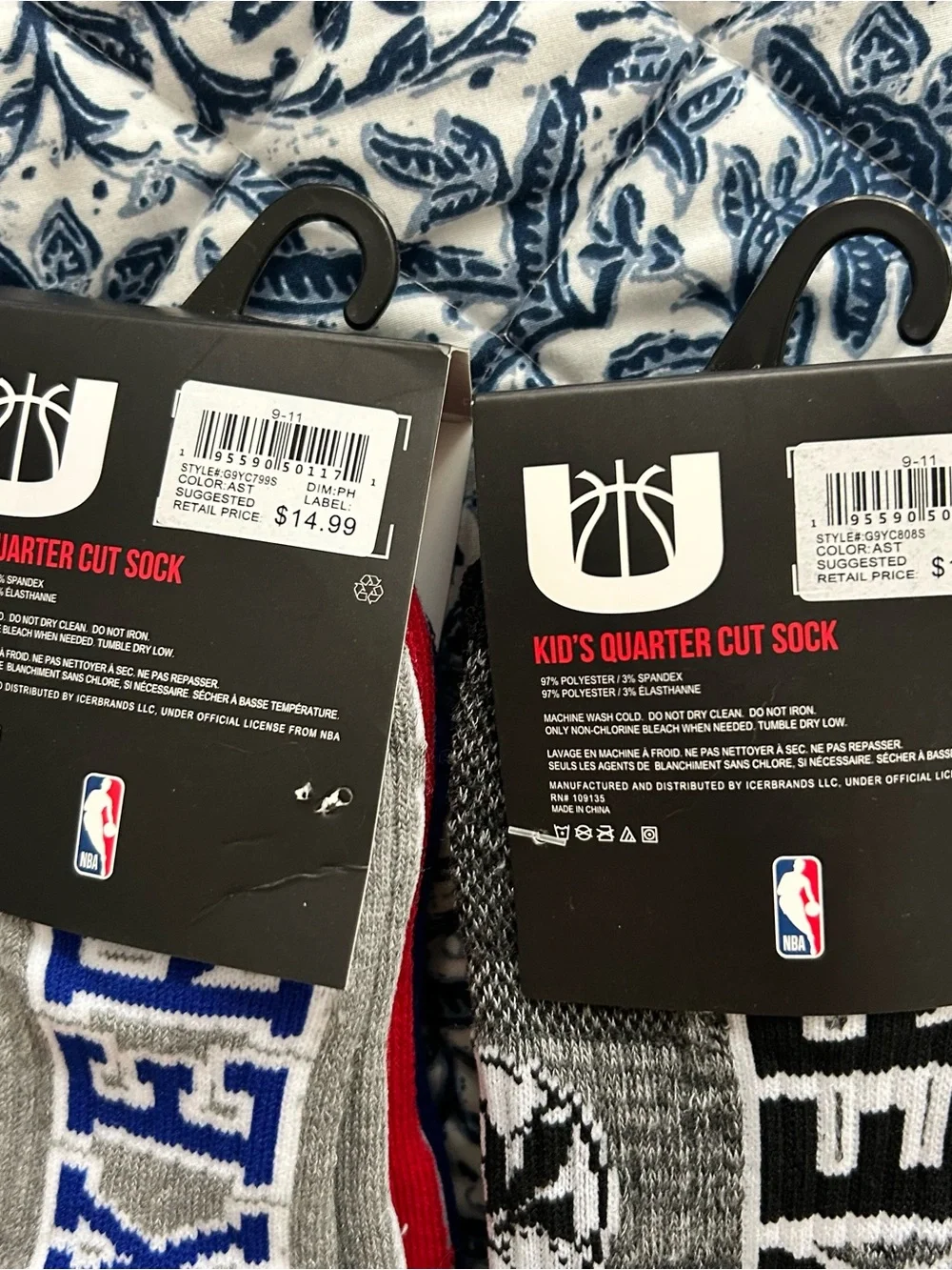 2 3 Packs Philadelphia Sixers 76ers Kids Quarter Cut Socks Shoe Size 4-9.5 New
